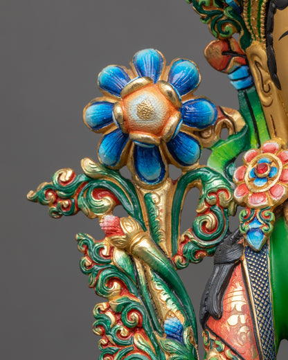 Handmade Green Tara Statue from Nepal | Lost Wax Cased Buddhist Idol