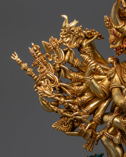 Fierce Wrathful Deity Yamantaka Statue with his Yab-Yum | Buddhist Art