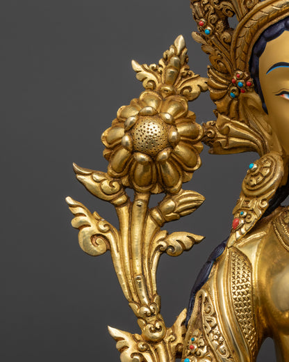 Handmade Green Tara Statue | Tibetan Buddhist Protector Meditation Art