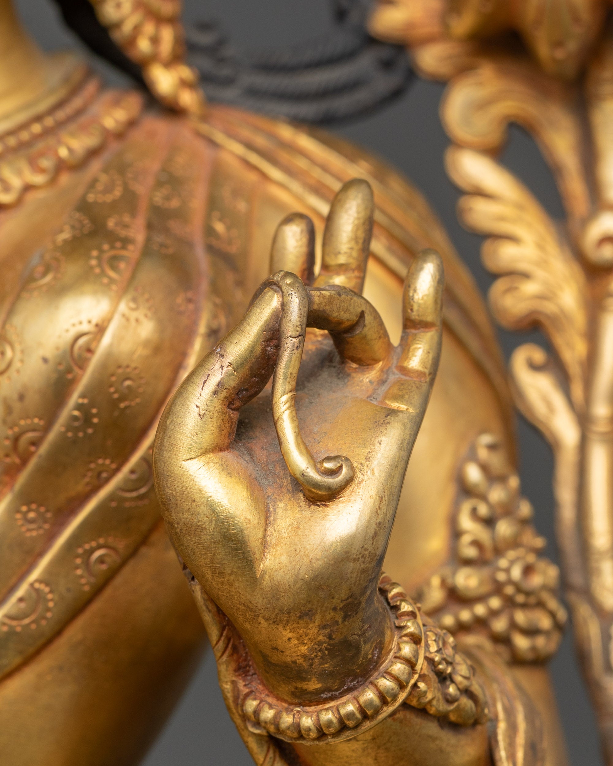 Nepalese Mother Green Tara Statue | 24K Gold Gilded Buddhist Art