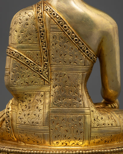 Golden Gautama Shakyamuni Buddha Statue | Sculpture for Peaceful Spaces