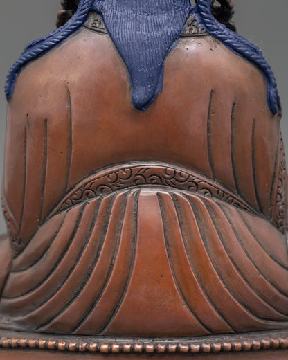 Nepalese Guru Rinpoche Statue | Oxidized Copper Sculpture for Meditation