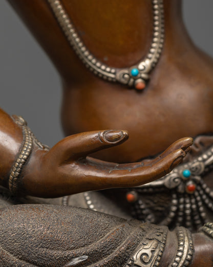 Calm Avalokiteshvara Statue | Oxidized Buddha of Mercy & Peace