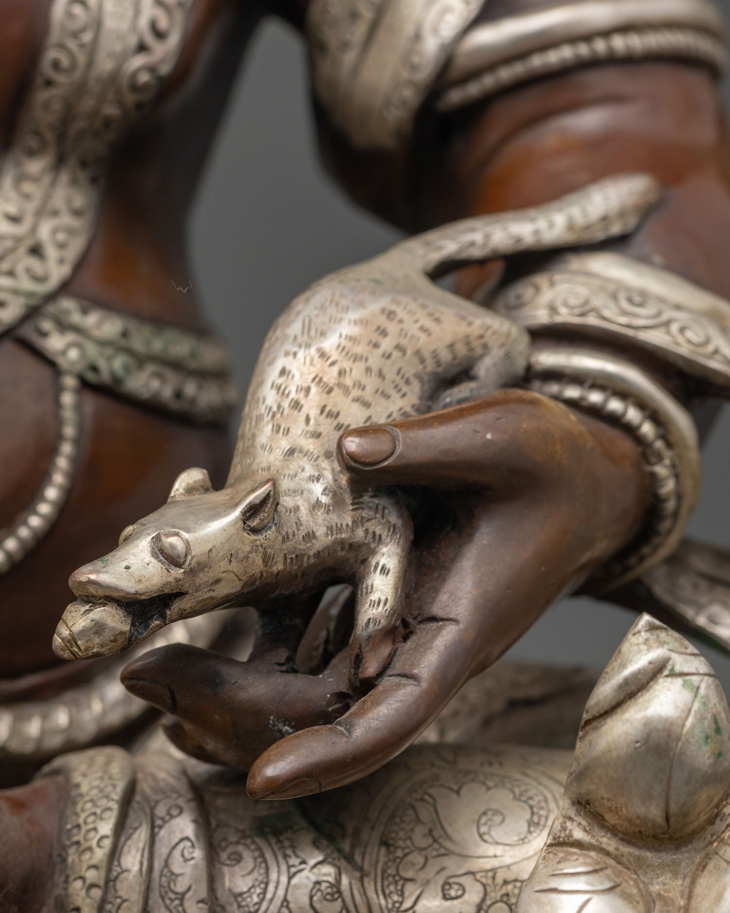 Lord Dzambhala – Oxidized Copper Statue of Wealth Guardian
