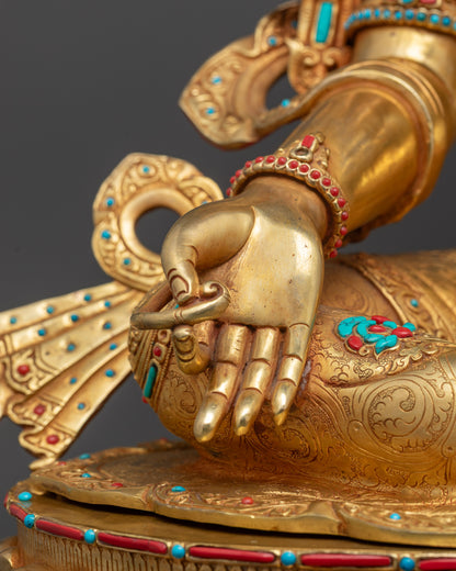Buddhist Gold-Gilded Premium Green Tara Statue | Handicrafted in Nepal