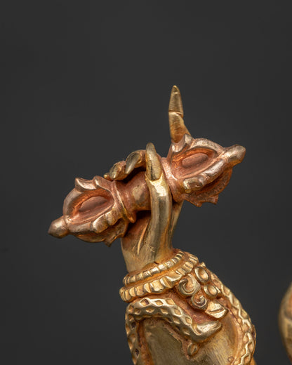 Four-Armed Vajrapani Statue | Gold Gilded Himalayan Sculpture