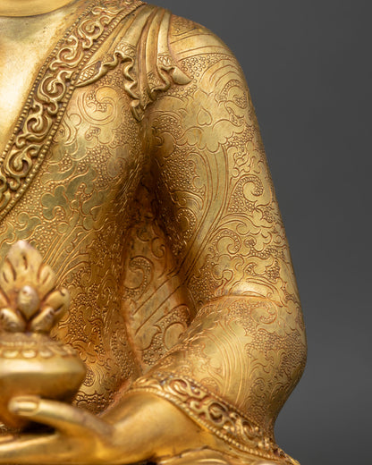 Medicine Buddha Statue | 24K Gold Gilded Copper Buddhist Art