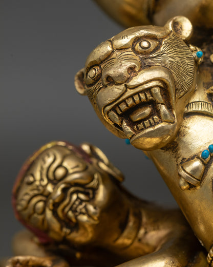 Four-Armed Mahakala Statue | Tibetan Protector Deity Sculpture