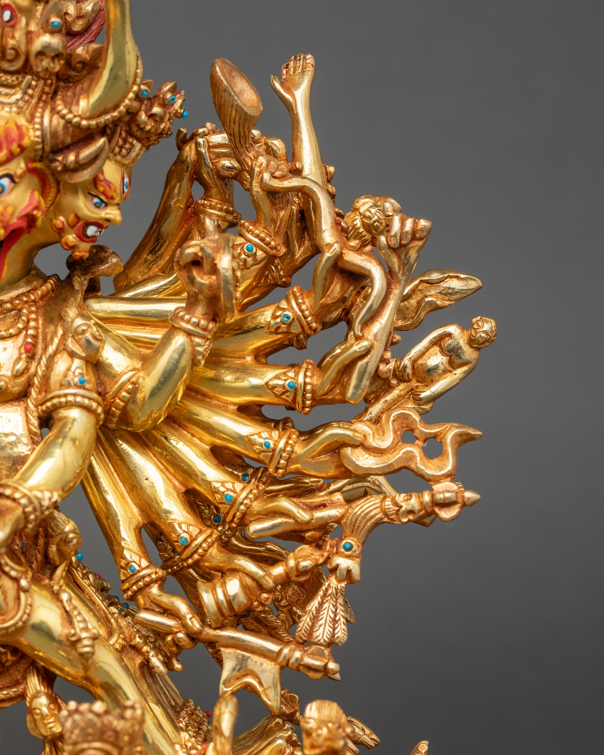 Handcrafted Yamantaka with Consort Statue | Buddhist Tantra Art