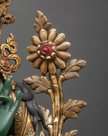 Savior Mother Green Tara Statue | Hand-painted Goddess of Compassion