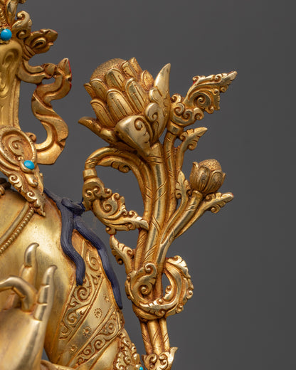 Premium Serene Green Tara Sculpture | Goddess of Mercy & Enlightenment