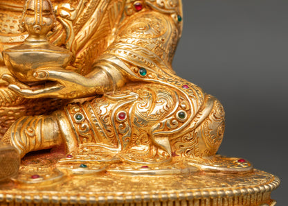 Guru Rinpoche Statue | Handcrafted Copper and Gold Buddhist Sculpture