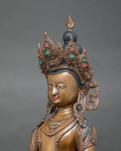 Amitayus Altar sculpture | Lost-Wax Handcrafted Himalayan Statue