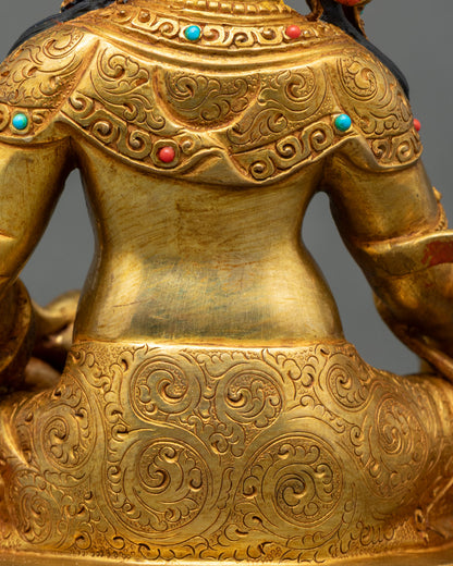 Dzambhala Statue - 24K Gold Gilded Copper Artwork