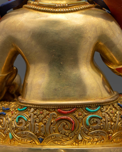 24K Gold-Gilded Jambhala Statue | Buddhist Wealth God Idol from Nepal