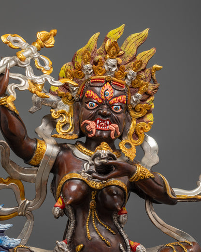 Silver-Plated Palden Lhamo Statue | Tantric Buddhist Protector Goddess