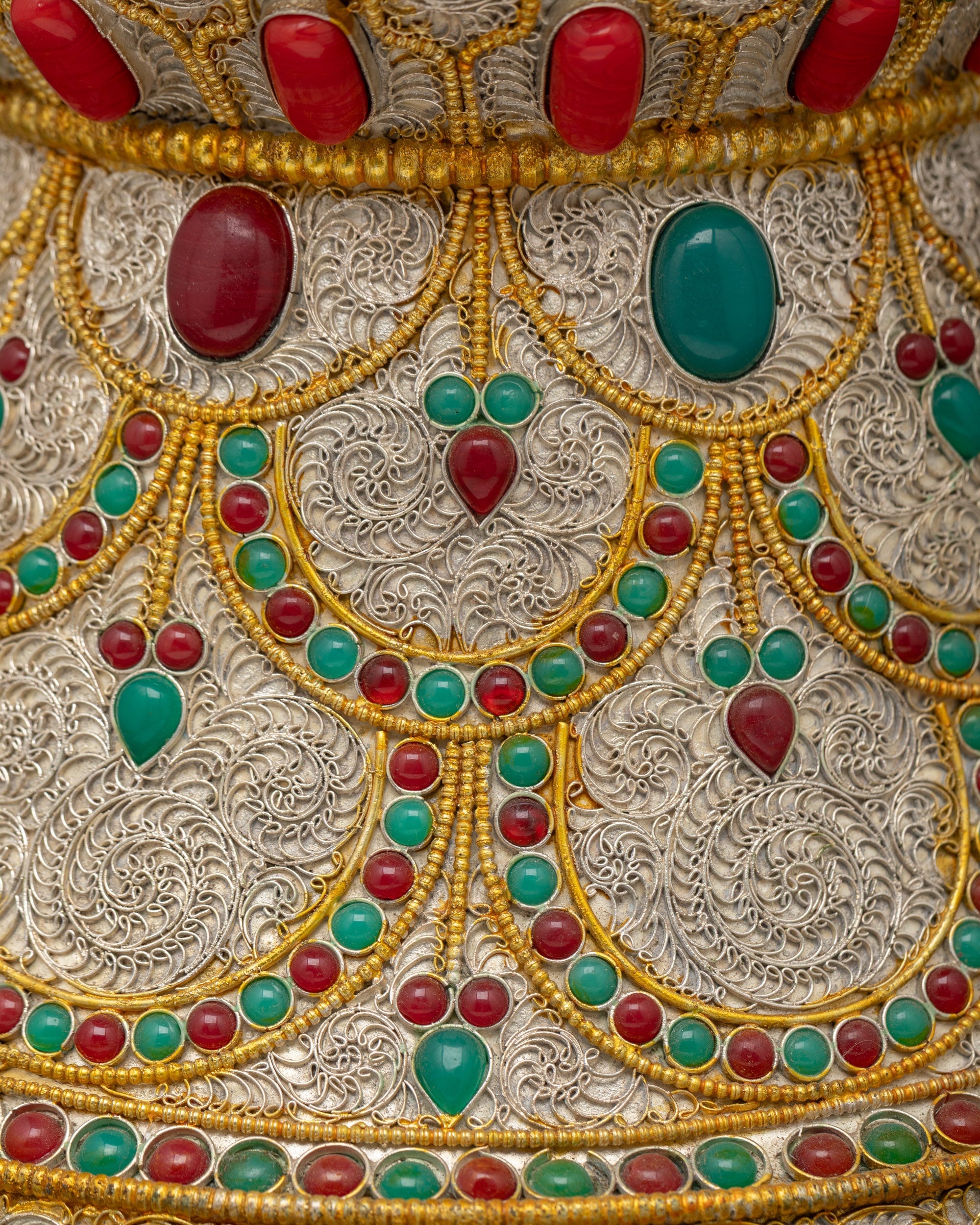 Silver & Gold-Plated Himalayan Vase | Spiritual Offering Art Nepal