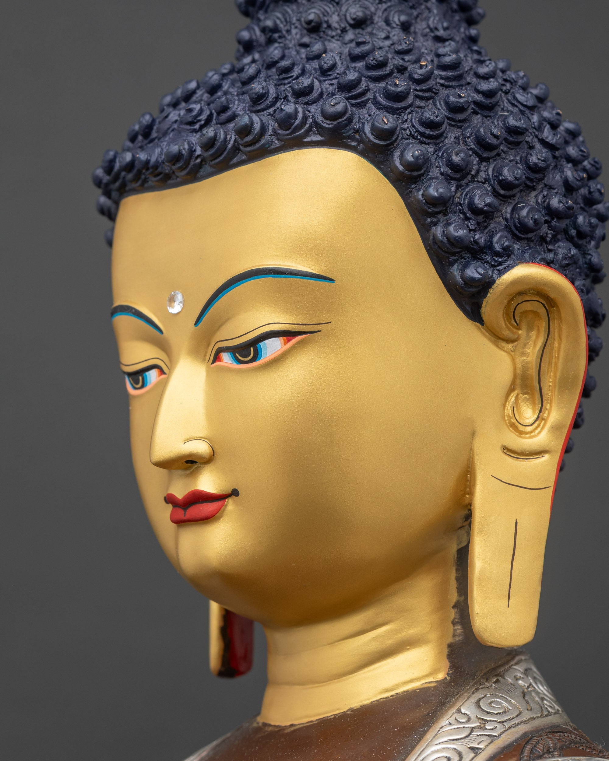 Enlightened Shakyamuni Buddha Sculpture | Nepalese Copper Artwork