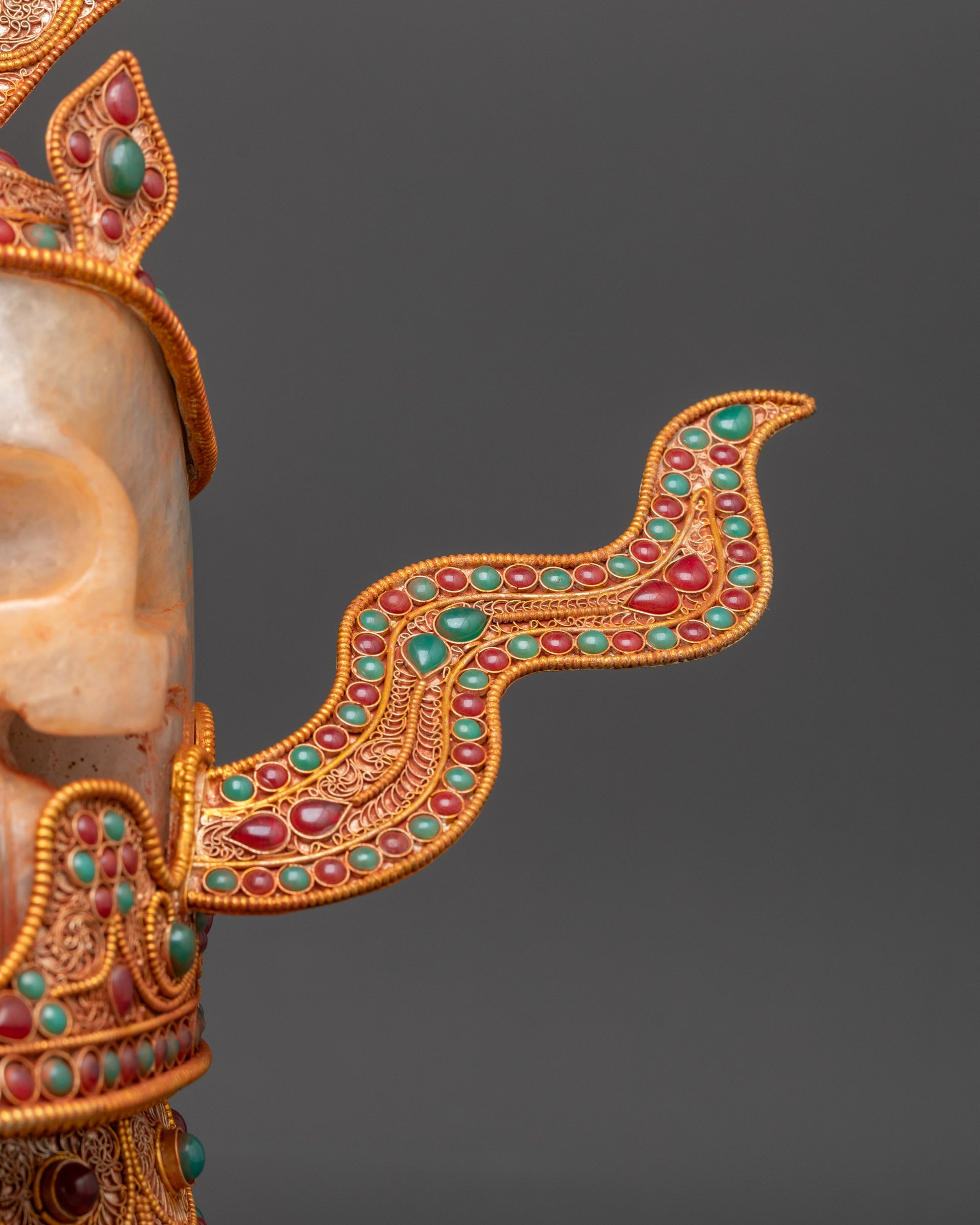 Jeweled Skull Head | Handmade Decor Himalayan Ritual Art Nepal