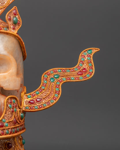 Jeweled Skull Head | Handmade Decor Himalayan Ritual Art Nepal