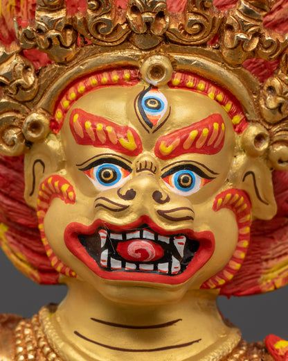 Traditional Simhamukha Sculpture | Nepalese Lion-Faced Guardian Deity