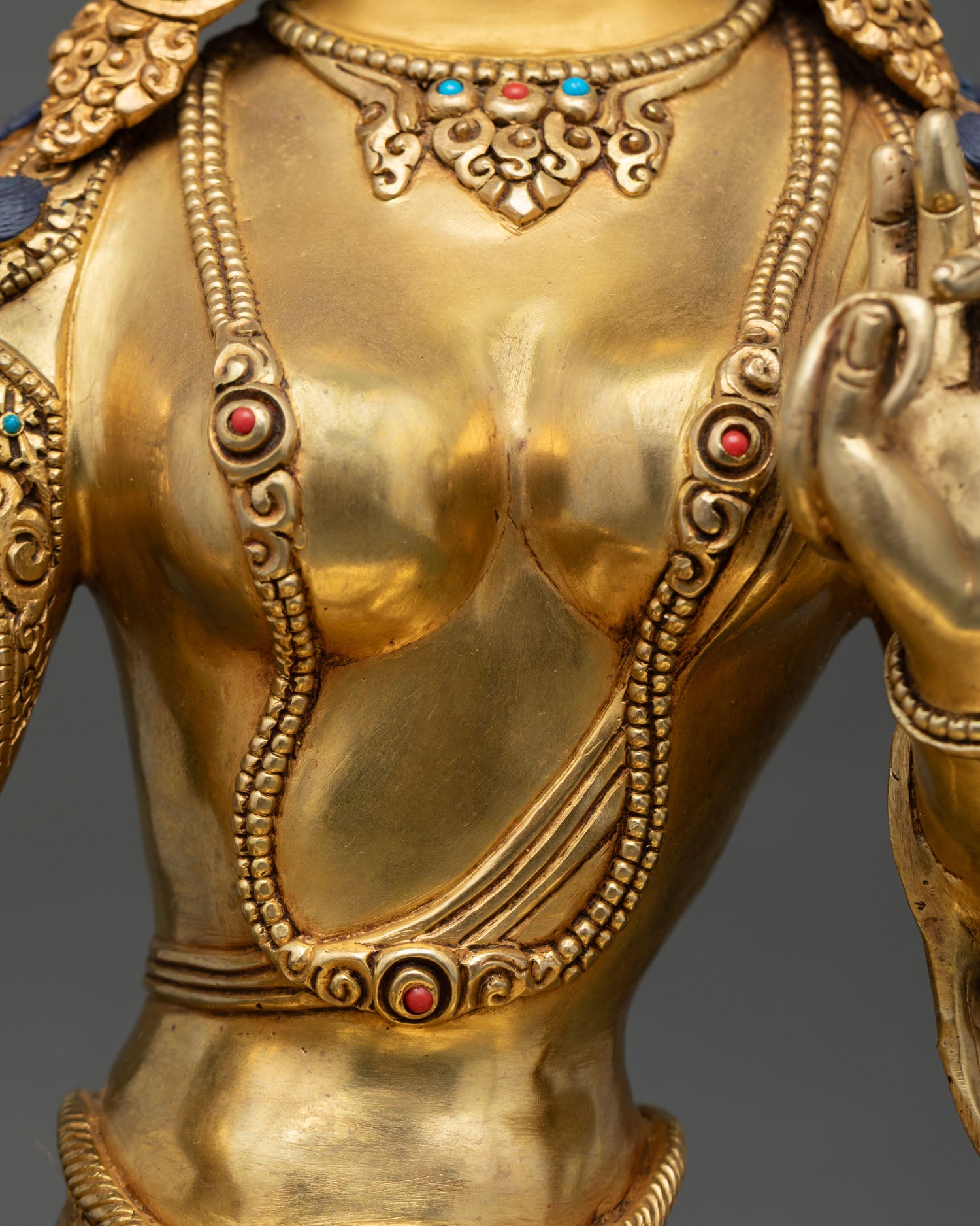 Green Tara Statue –Tibetan Deity with Gold Gilded Finish