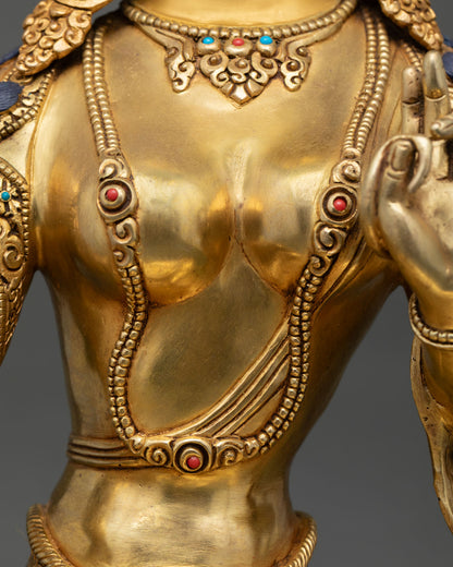 Green Tara Statue –Tibetan Deity with Gold Gilded Finish