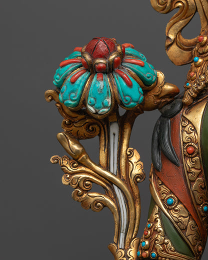 Hand-painted Serene Green Tara Statue | Tibetan Buddhist Sculpture