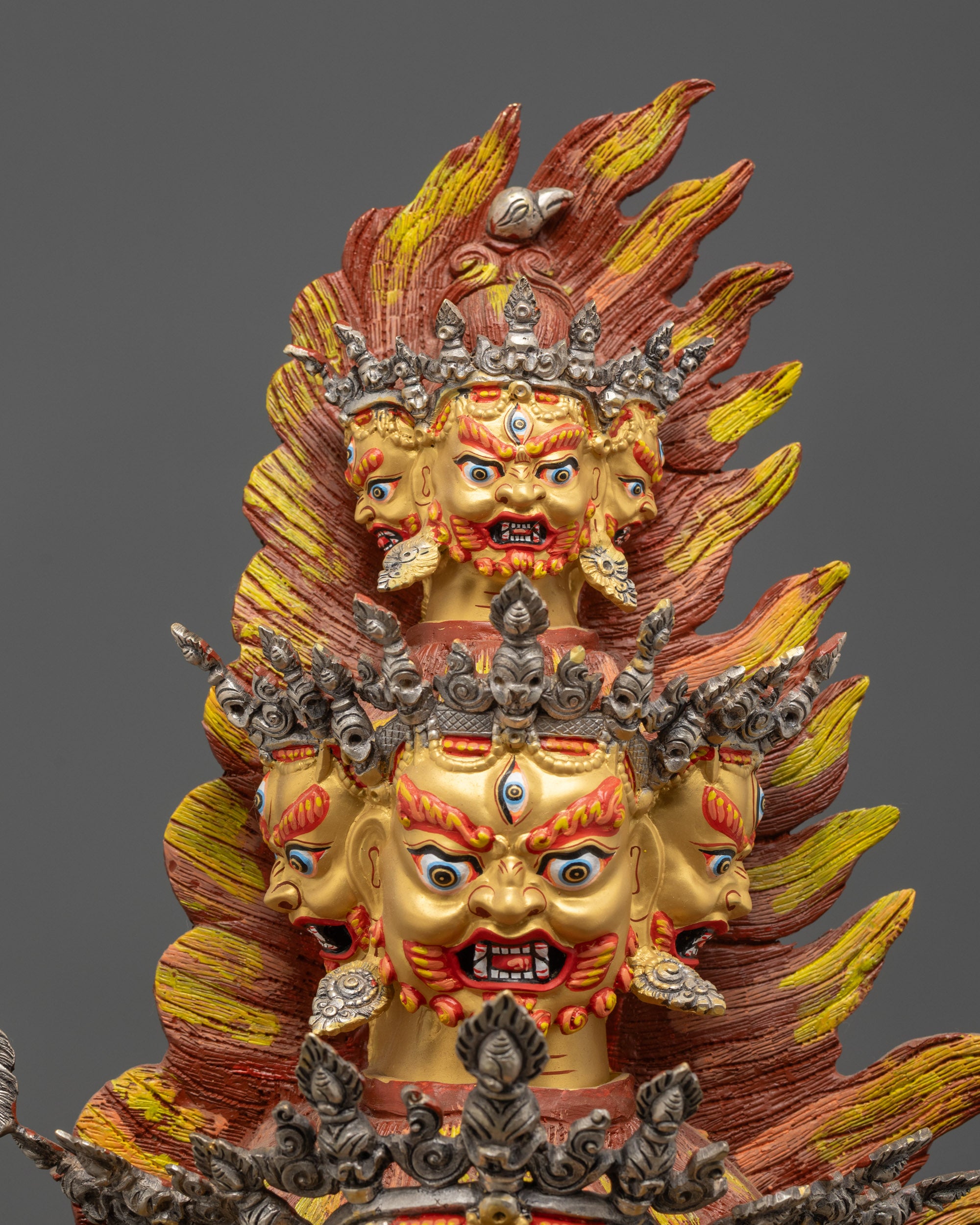 Silver Plated Rahula Statue | Handmade Tibetan Protector Deity