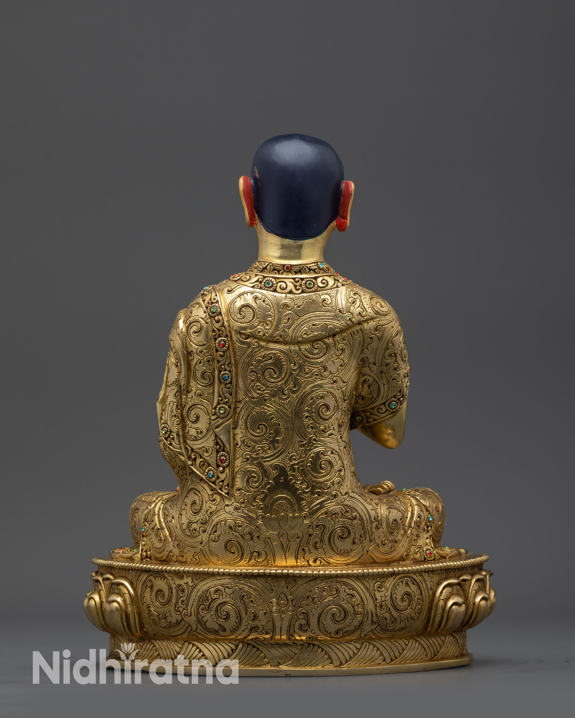 Lama Je Tsongkhapa Set Statue | 24K Gold-Gilded Gelug Master Trio