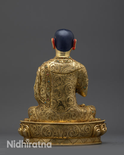 Lama Je Tsongkhapa Set Statue | 24K Gold-Gilded Gelug Master Trio