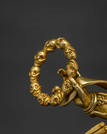 Luxury Six Arm Mahakala Statue | 24K Gold Fire-Gilded Copper Sculpture