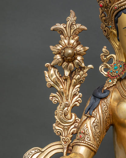 Large-Sized Green Tara Statue | Traditional Lost Wax Buddhist Art
