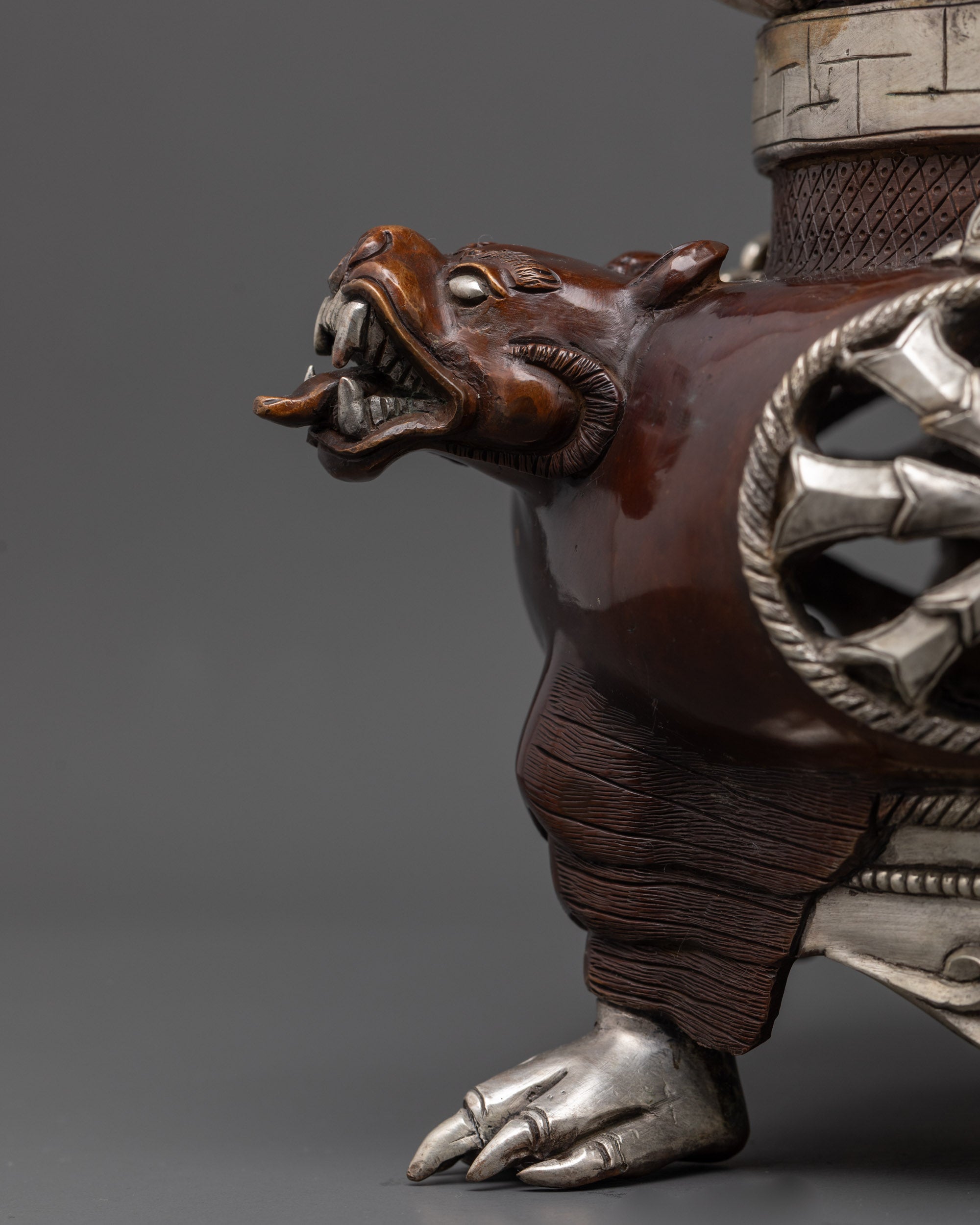 Silver-Plated Oxidized Vajradhaka Statue | Sacred Buddhist Deity