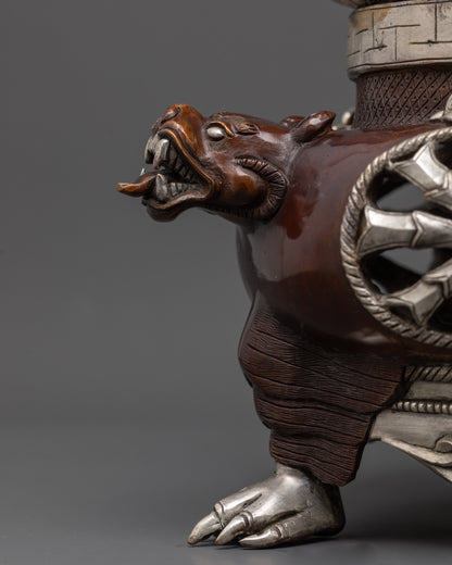 Silver-Plated Oxidized Vajradhaka Statue | Sacred Buddhist Deity