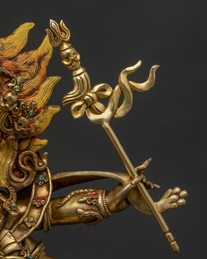 Luxurious Six-Armed Mahakala Statue | Wrathful Dharma Protector Deity
