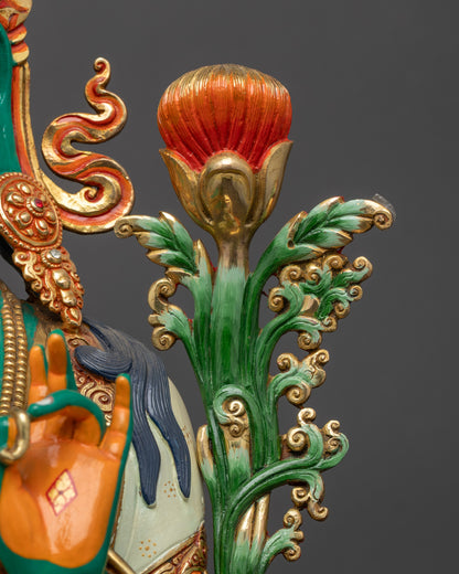 22" Mother Green Tara Statue for Altar | Tibetan Buddhist Sculpture