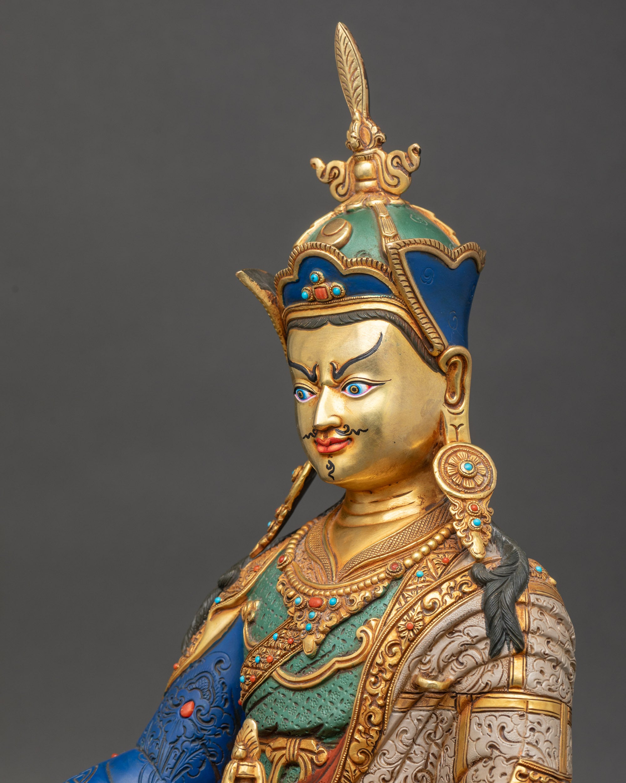 Guru Padmasambhava Copper Statue | Traditional Nepalese Sculpture