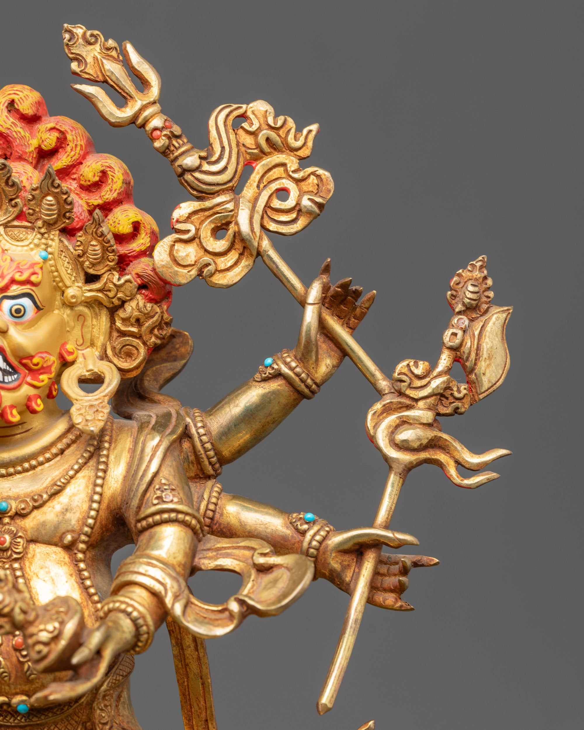 Protector White Mahakala Statue | Tibetan Buddhist Mahakala Idol