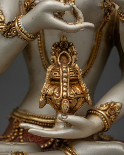 Acrylic-Painted Ushnisha Vijaya Statue | Three Faced Purification Deity