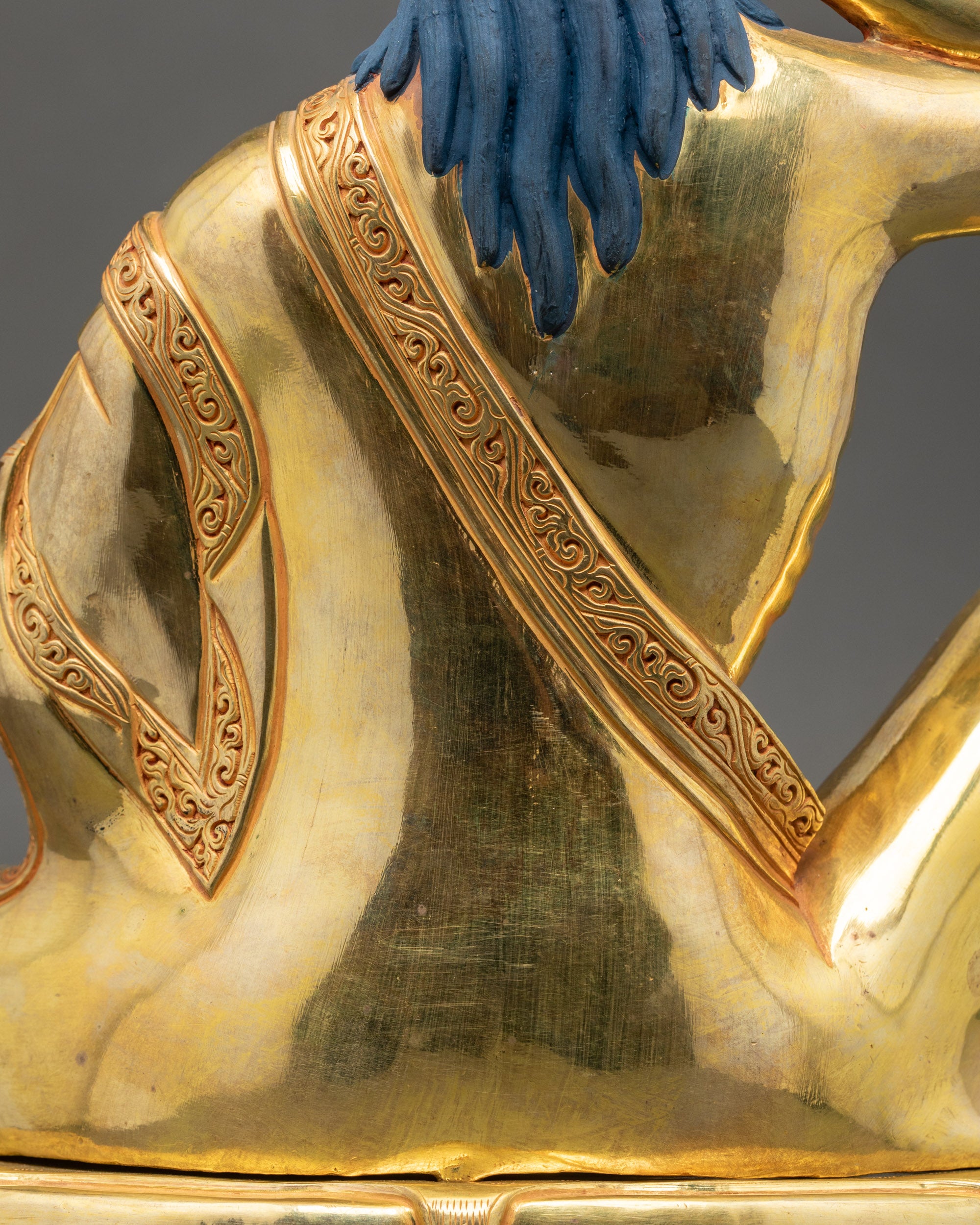 Handmade 24K Gold-gilded Milarepa Statue for Meditation