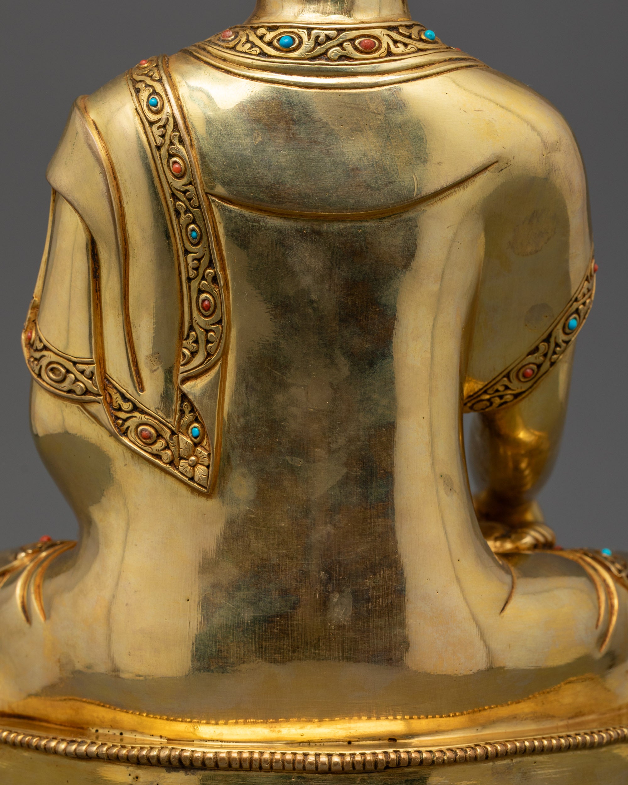 Golden Historical Buddha Shakyamuni Statue | Tibetan Nepalese Artwork
