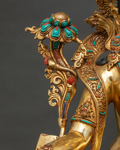 Green Tara Buddhist Statue | Traditional Newari Craftsmanship