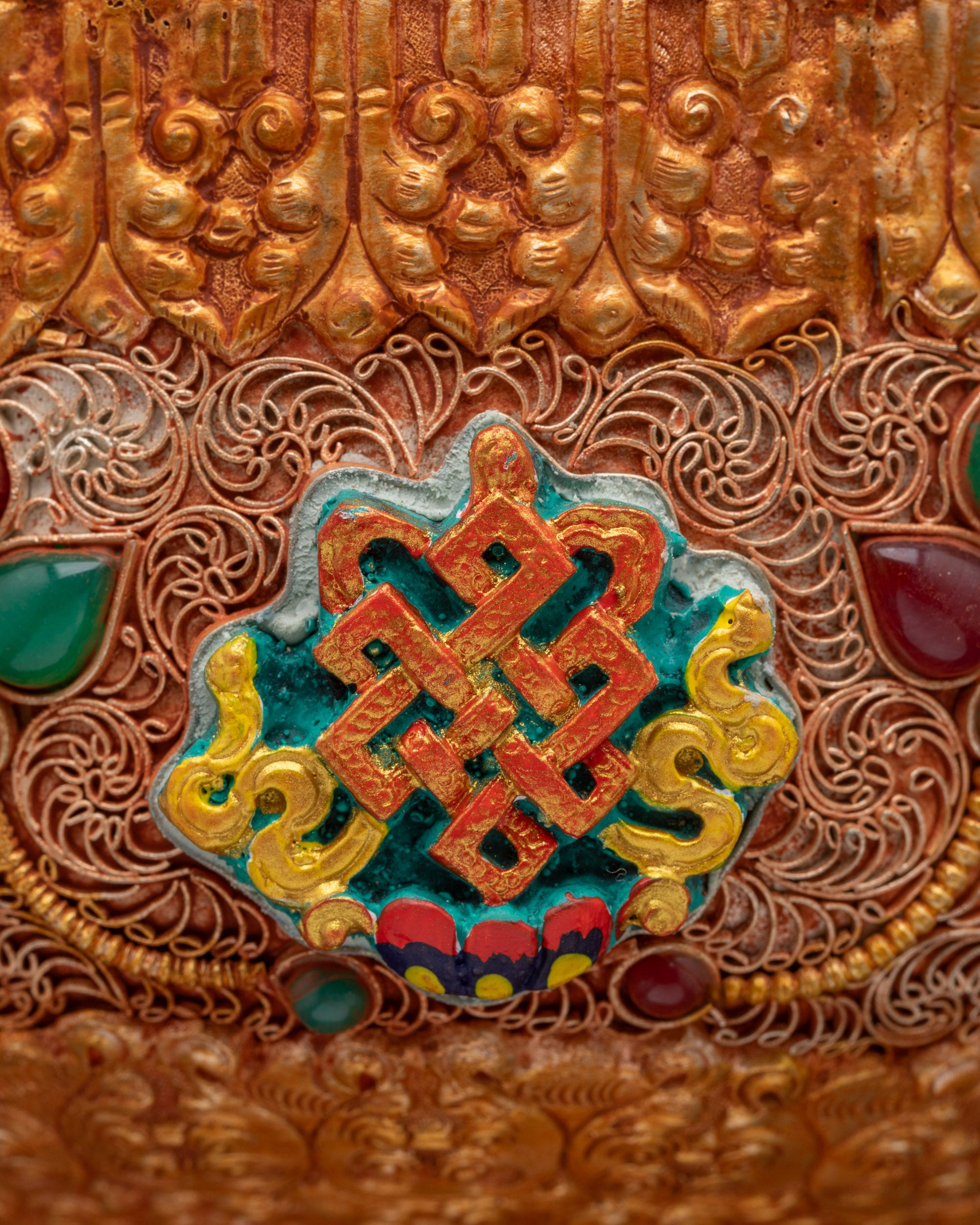 Copper Butter Lamp with Kalash Base | Himalayan Ritual Item Artwork