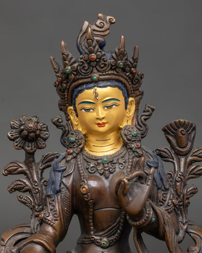 Peaceful Mother Buddha Sculpture of White Tara