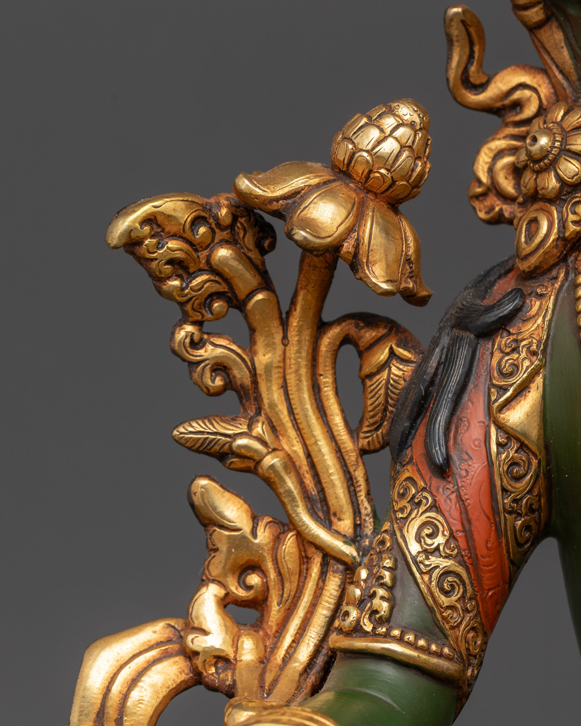 Vibrant Meditative Green Tara Sculpture | Meditation and Spiritual Decor