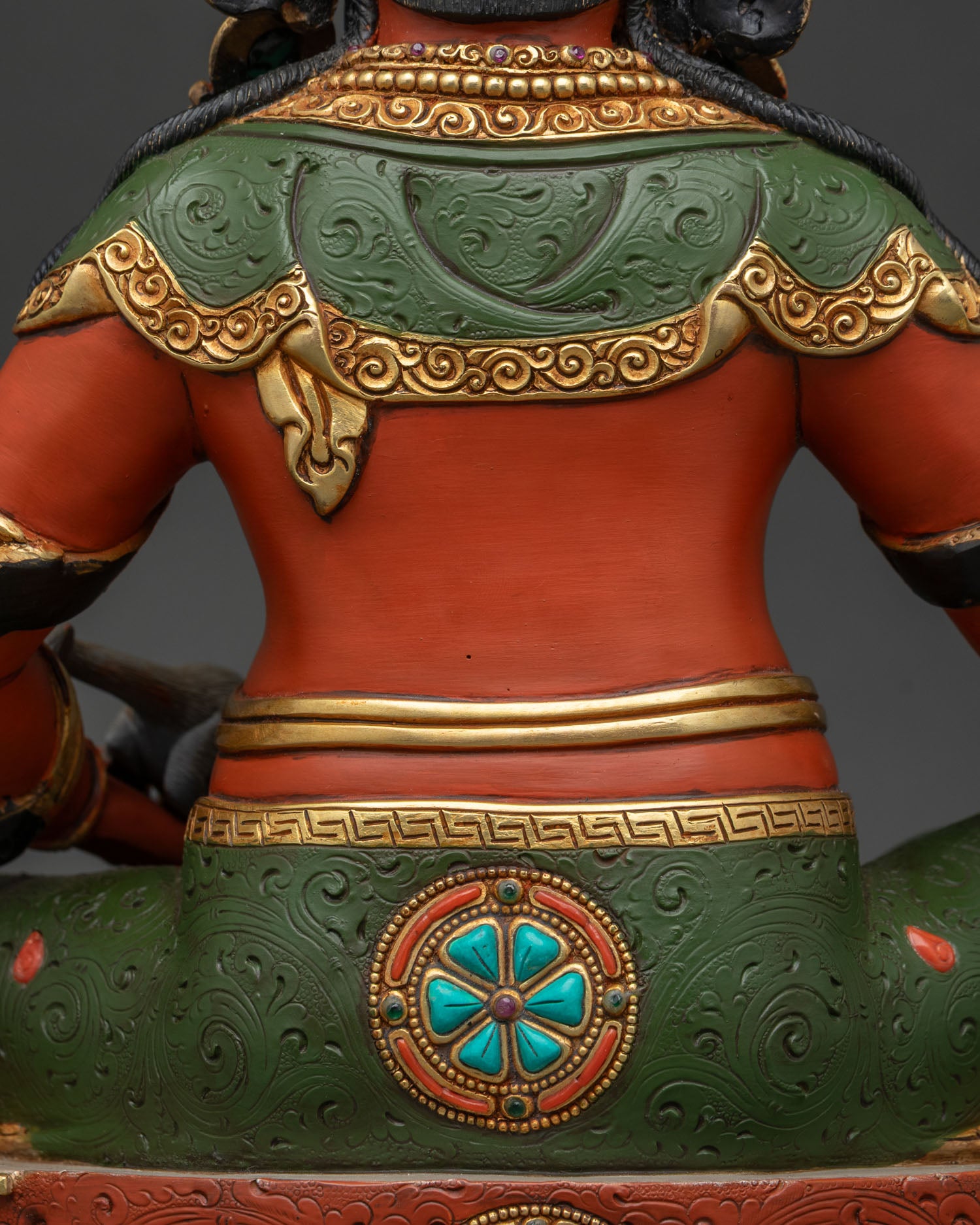 Vibrant Dzambhala Statue | Wealth Protector with Jewel Mongoose