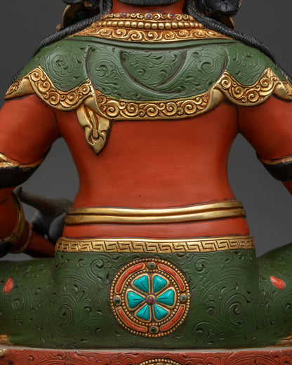 Vibrant Dzambhala Statue | Wealth Protector with Jewel Mongoose