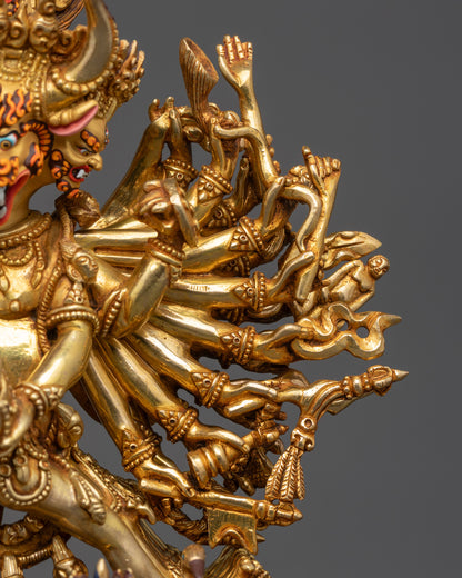 Fierce Wrathful Deity Yamantaka Statue with his Yab-Yum | Buddhist Art