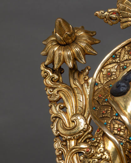 Exclusive Green Tara Statue on Elaborate Throne | Meditation Sculpture